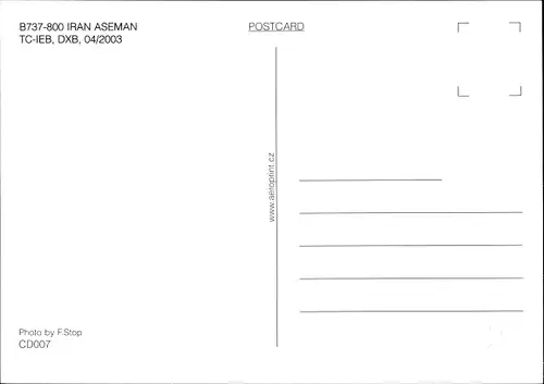 Ak Iranisches Passagierflugzeug, Iran Aseman, B737-800