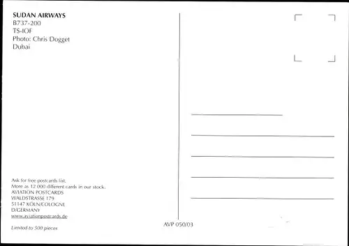 Ak Sudanisches Passagierflugzeug, Sudan Airways, B737-200