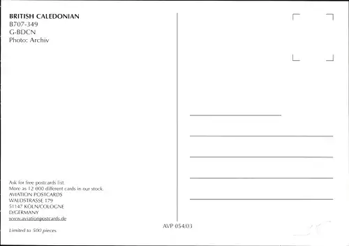 Ak Britisches Passagierflugzeug, British Caledonian, B707-349