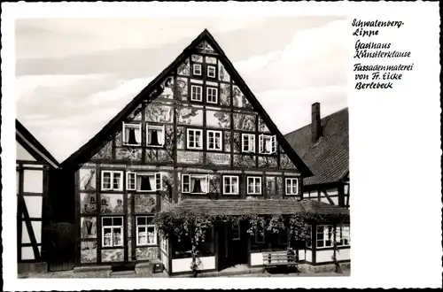 Ak Schwalenberg in Lippe, Gasthaus Künstlerklause, Fassadenmalerei