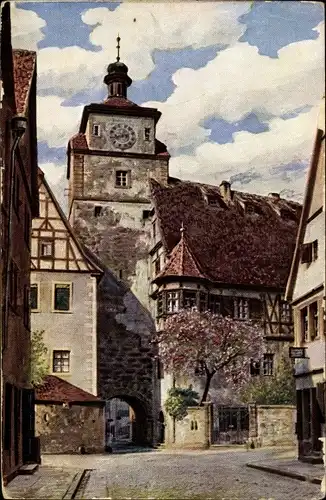 Künstler Ak Rothenburg ob der Tauber Mittelfranken, Weißer Turm, WIRO 2373 A