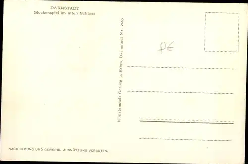 Künstler Ak Darmstadt in Hessen, Glockenspiel, Altes Schloss