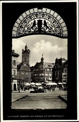 Ak Darmstadt in Hessen, Schloss, Marktplatz