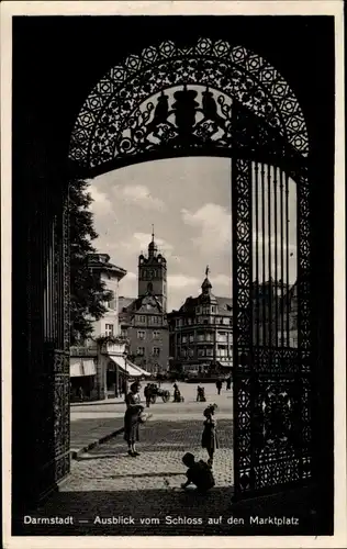 Ak Darmstadt in Hessen, Schloss, Marktplatz