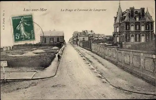 Ak Luc sur Mer Calvados, La Plage et l'avenue de Langrune