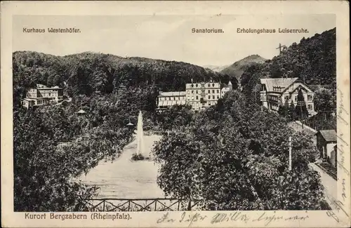 Ak Bad Bergzabern Rheinland Pfalz, Kurhaus Westenhöfer, Sanatorium, Haus Luisenruhe