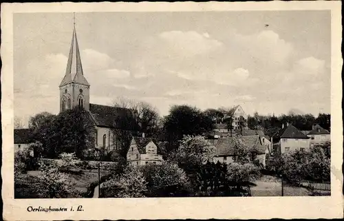Ak Oerlinghausen in Lippe, Teilansicht mit Kirche