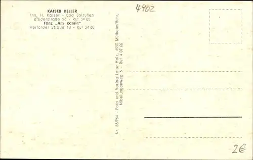 Ak Bad Salzuflen im Kreis Lippe, Kaiserkeller, Am Kamin