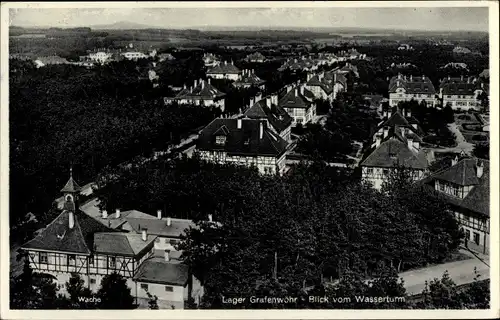 Ak Grafenwöhr im Oberpfälzer Hügelland Bayern, Blick vom Wasserturm auf den Ort, Lager, Wache