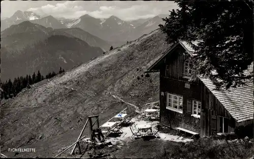 Ak Nesselwang Allgäu, Fichtelhütte am Edelsberg