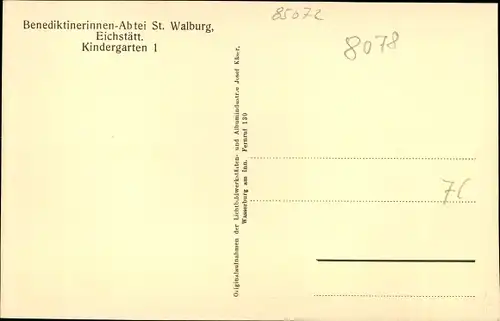Ak Eichstätt in Oberbayern, Abtei St. Walburg, Kindergarten 1