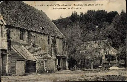 Ak Cernay la Ville Yvelines, Interieur du grand Moulin, Etablissement de Pisciculture