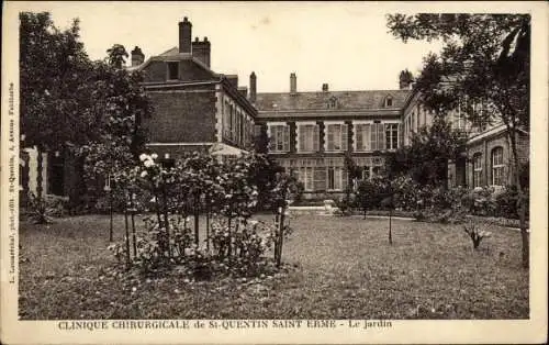 Ak Saint Quentin Aisne, Clinique Chirurgicale de St. Quentin Saint Erme, le jardin