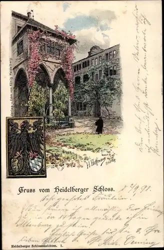 Künstler Litho Hoffmann, H., Heidelberg am Neckar, Schlosshof