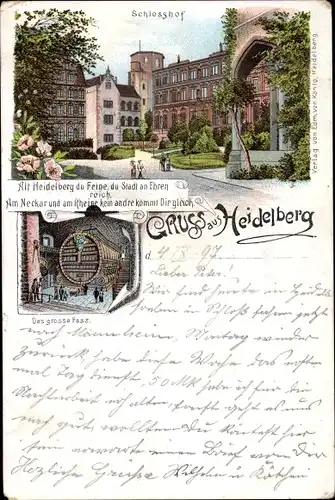 Litho Heidelberg am Neckar, Schlosshof