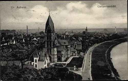 Ak Groß Auheim Großauheim Hanau am Main, Gesamtansicht, Vogelschau