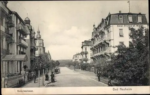 Ak Bad Nauheim im Wetteraukreis Hessen, Partie in der Beneckestraße, Hotel Prince of Wales