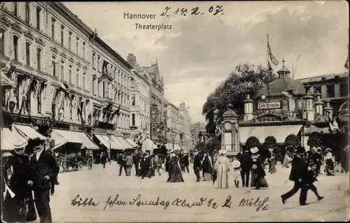 Ak Hannover in Niedersachsen, Theaterplatz, Cafe Kröpcke