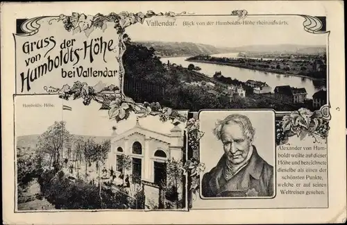 Ak Vallendar Rheinland Pfalz, Alexander von Humboldt, Humboldtshöhe