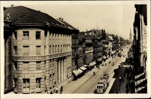 Ak Karlsruhe in Baden, Kaiserstraße, Geschäfte, Tram