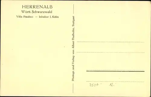 Ak Bad Herrenalb im Schwarzwald, Straßenpartie mit Blick auf die Villa Pauline, J. Kälin