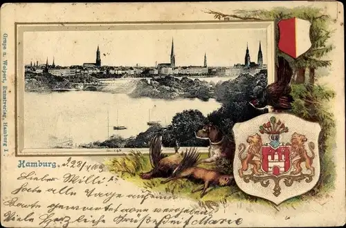 Wappen Passepartout Präge Ak Hamburg Mitte Altstadt, Gesamtansicht