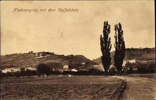 Ak Dresden Niederpoyritz, Blick auf den Ort mit Staffelstein