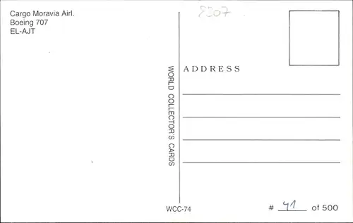 Ak Tschechisches Frachtflugzeug, Cargo Moravia Airlines, Boeing 707, EL-AJT