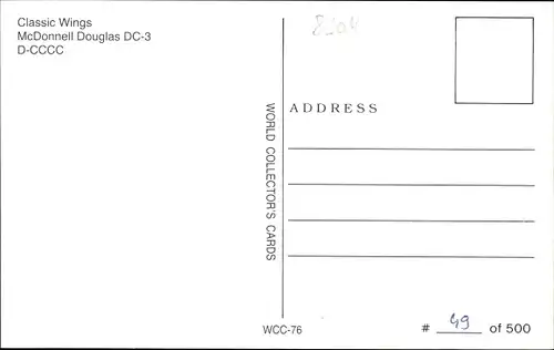 Ak Deutsches Passagierflugzeug, Classic Wings, McDonnell Douglas DC-3, D-CCCC