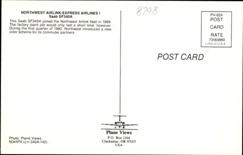 Ak Amerikanisches Passagierflugzeug, Northwest Airlink, Express Airlines, Saab SF340A, N341PX