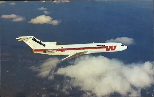 Ak Amerikanisches Passagierflugzeug, Western Airlines, Boeing 727-247-A