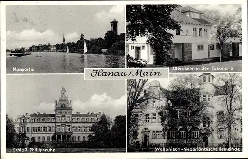 Ak Hanau am Main, Altersheim in der Fasanerie, Schloss Phillipsruhe, Wallonisch Niederländ. Gemeinde