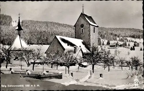 Ak Saig Lenzkirch im Schwarzwald, Ortspartie, Kirche