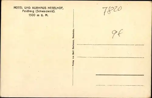 Ak Feldberg im Schwarzwald, Hotel und Kurhaus Hebelhof, Ville Liseli, Winter