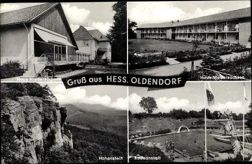 Ak Hessisch Oldendorf an der Weser, Haus Niedersachsen, Badeanstalt, Hohenstein