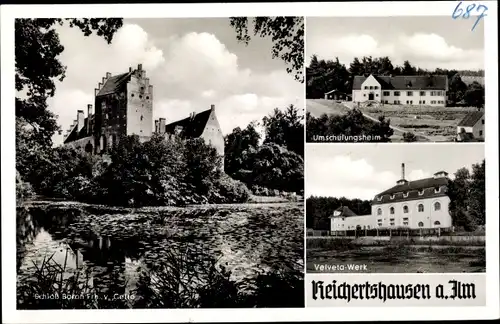 Ak Reichertshausen an der Ilm Oberbayern, Schloss Baron Frh. v. Cetto, Velveta Werk, Umschulungsheim