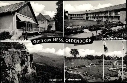 Ak Hessisch Oldendorf an der Weser, Haus Niedersachsen, Badeanstalt, Hohenstein