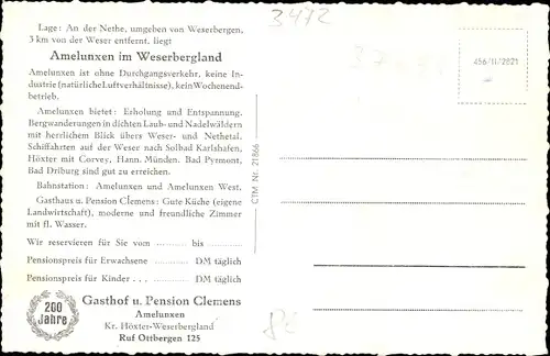 Ak Amelunxen Beverungen Kreis Höxter, Pension Clemens, In der Löhne, Ziegen, Wildberg