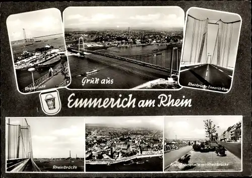 Ak Emmerich am Niederrhein, Rheinbrücke, Promenade, Panorama