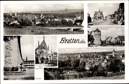 Ak Bretten in Baden, Gesamtansicht, Melanchtonhaus, Berufsschule