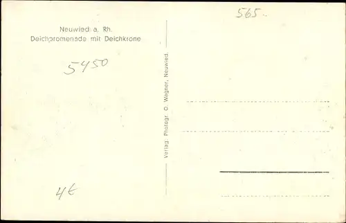 Ak Neuwied am Rhein, Deichspromenade, Deichkrone