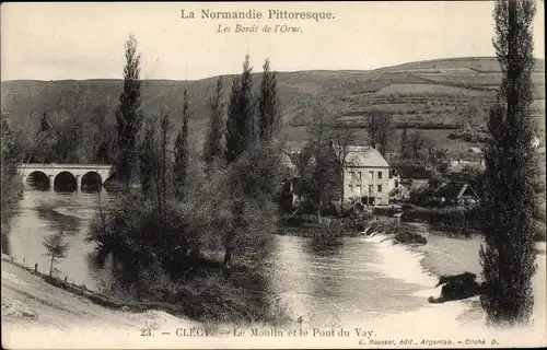 Ak Clécy Calvados, Le Moulin, Pont du Vay