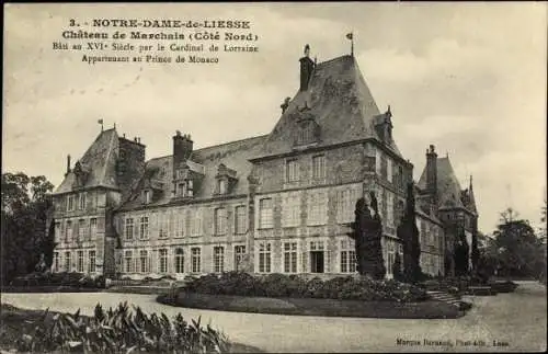 Ak Liesse Notre Dame Aisne, Château de Marchais, Côté Nord