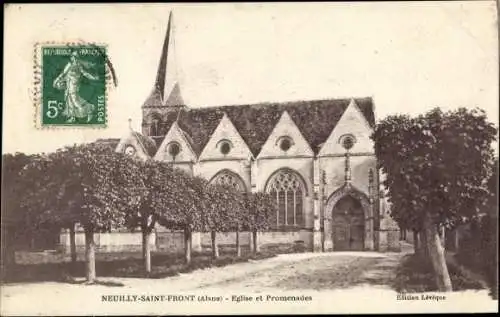 Ak Neuilly Saint Front Aisne, Eglise et Promenades