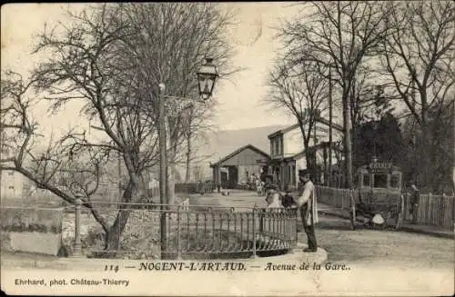 Ak Nogent l’Artaud Aisne, Avenue de la Gare