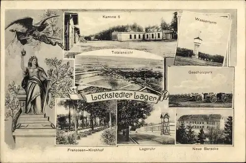 Ak Lockstedt Holstein, Lockstedter Lager, Wasserturm, Lageruhr, Panorama, Kantine 6, Geschützpark