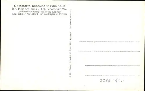 Ak Missunde an der Schlei Kosel, Gaststätte Missunder Fährhaus