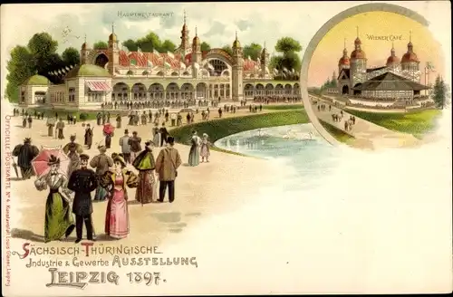 Litho Leipzig, Sächsisch Thüringische Ausstellung 1897, Wiener Cafe, Hauptrestaurant