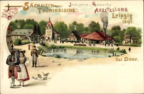 Litho Leipzig, Sächsisch Thüringische Ausstellung 1897, Dorfpartie