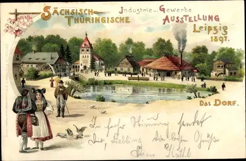 Litho Leipzig, Sächsisch Thüringische Ausstellung 1897, Dorfpartie